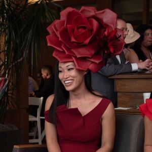 Giant Rose Derby Fascinator: hand painted